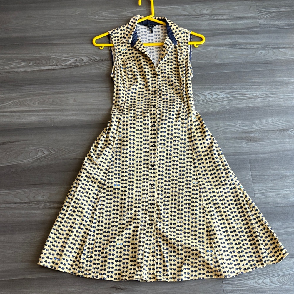 NIC+ZOE Blue and Yellow Sunglasses Patterned Midi Dress